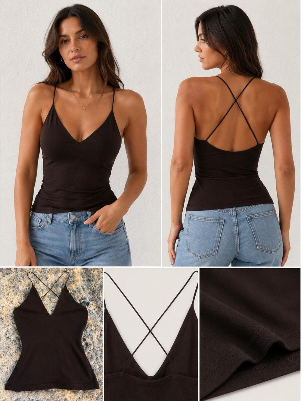 Urchin Mark Eisen Black Urchin Mark Risen Black/Brown Cross Back Tank Top Size L
